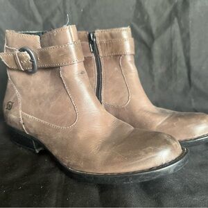 Women’s Børn Born Brown Leather Ankle Boots Sz 6 36.5